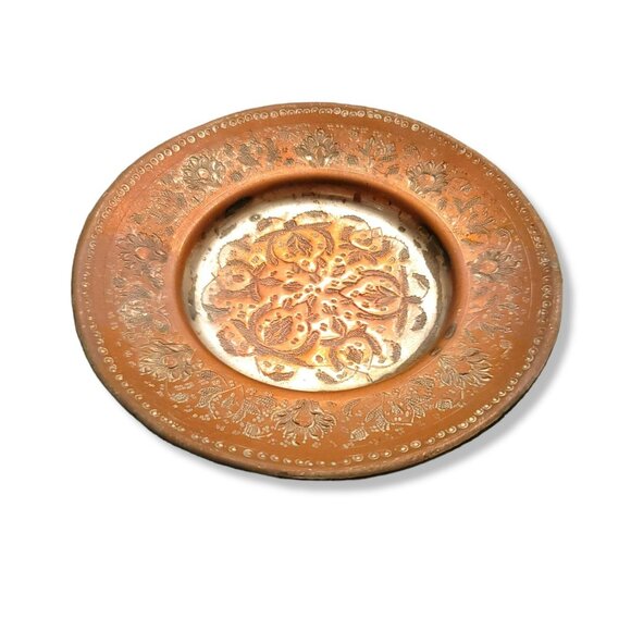 Vintage Persian Round Tray Copper with Tin Wash Corn Harvest Design JH1333 - Picture 2 of 5
